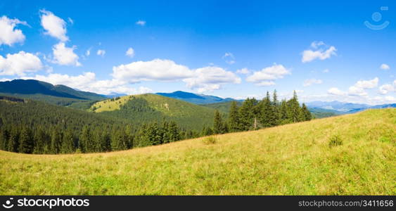 Summer mountain panorama (Carpathian, Ukraine). Two shots stitch image.