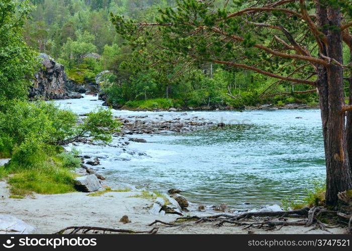 Summer mountain river view (near Stordal, Norge).