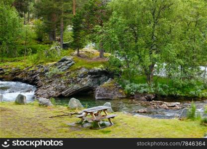 Summer mountain river view (near Stordal, Norge).