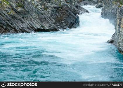 Summer mountain river waterfalls view (Ottafossen, Norge )