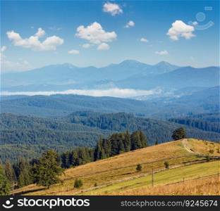 Summer mountain view  Carpathians, Kryvopillja, Verkhovyna district, Ivano-Frankivsk region, Ukraine .