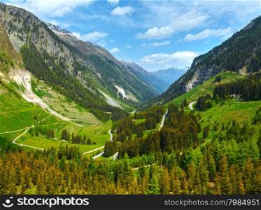 Summer mountain view from Kaunertaler Gletscherstrasse (Kaunertal, Austria, Tirol).