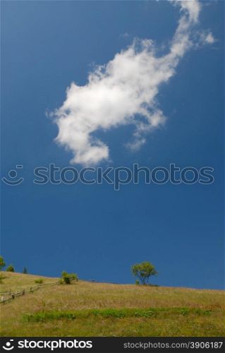 summer mountains landscape with lonesome cloud