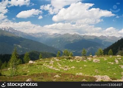 summer panorama of Val di Sole, Trentino Italy