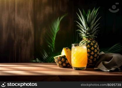 Summer pineapple drink. Summer food. Generate Ai. Summer pineapple drink. Generate Ai