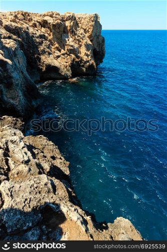 Summer rocky Capo Murro di Porco view - Syracuse, Sicily, Italy, Mediterranean sea.