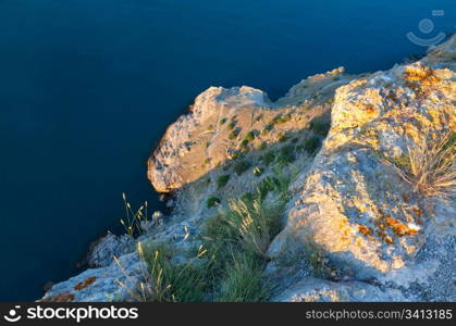 Summer rocky coastline (view from top down)