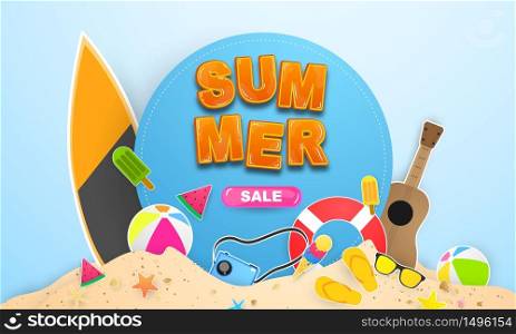 Summer sale swim ring greeting background. Celebration Vector illustration. poster, banner vector illustration and design for poster card,