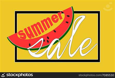 Summer sale word with slice watermelon, 3D rendering