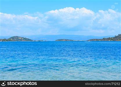 Summer sea coast landscape (Livari beach, Halkidiki, Sithonia, Greece).