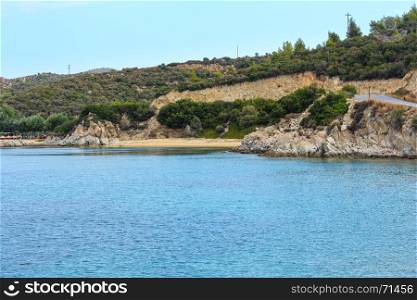 Summer sea coast landscape (Tristinika beach, Halkidiki, Sithonia, Greece).