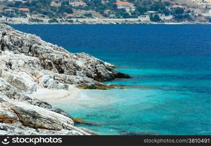 Summer sea coast landscape with small beach (Greece, Kefalonia)