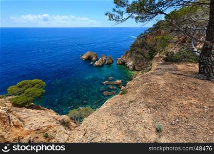 Summer sea rocky coast landscape, Costa Brava, Spain. View from above.
