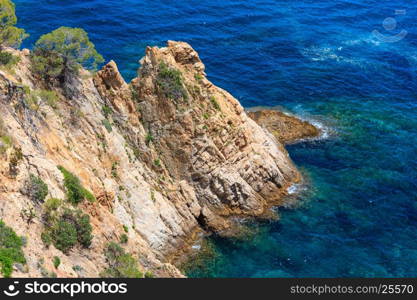 Summer sea rocky coast landscape (Spain). View from above.