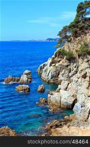Summer sea rocky coast view, Catalonia, Costa Brava, Spain.