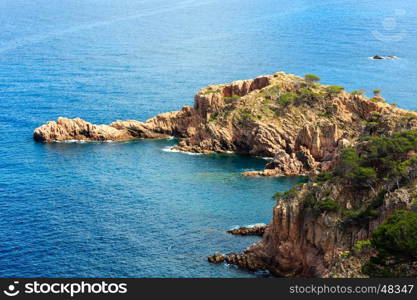 Summer sea rocky coast view. Costa Brava, Catalonia, Spain.