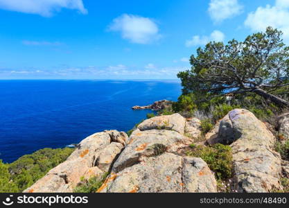 Summer sea rocky coast view. Costa Brava, Catalonia, Spain.