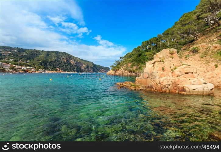 Summer sea rocky coast view (near Palamos, Costa Brava, Catalonia, Spain).
