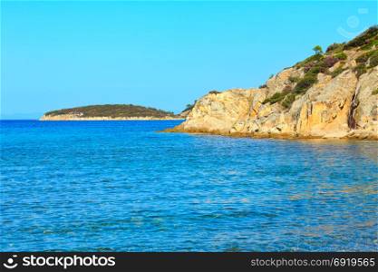 Summer sea view from Trani Ammouda beach (Ormos Panagias, Halkidiki, Greece).