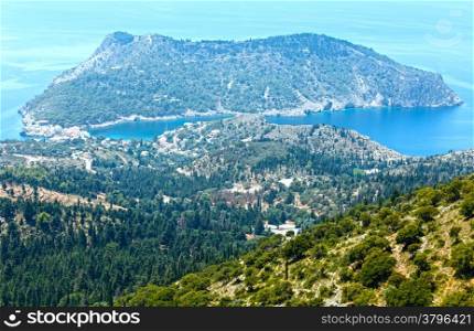 Summer sea view of Assos peninsula (Greece, Kefalonia, Ionian Sea).