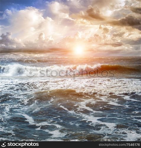 Summer seascape sunrise. Caribbean sea tropical background. Summer seascape sunrise
