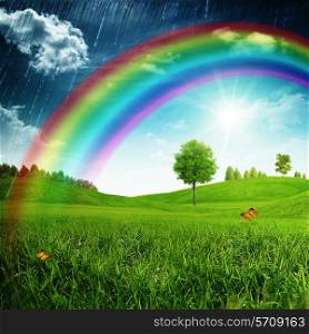 Summer seasonal backgrounds with beauty rainbow for your design