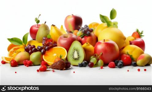 Summer seasonal juicy fruits and vegetables isolated. Generative AI. High quality illustration. Summer seasonal juicy fruits and vegetables isolated. Generative AI