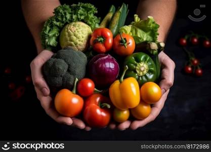 summer set of vegetables healthy food in hand generative ai.