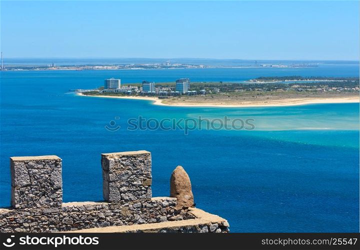 Summer Setubal coast landscape. Top view from Nature Park Arrabida, Portugal.