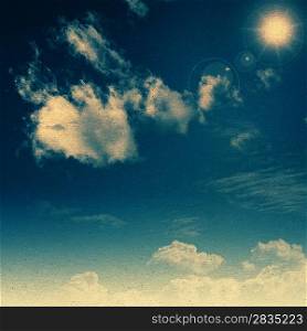 Summer sky. Abstract retro styled backgrounds with old cardboard texture