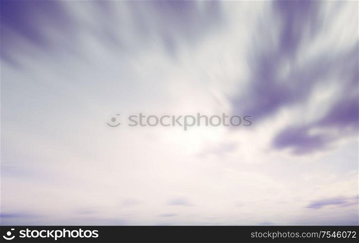 Summer sky and clouds natural background. Long exposure