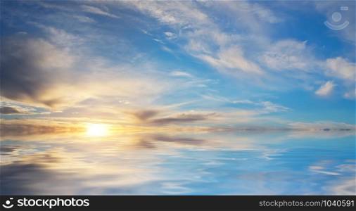 Summer sky background on sunset. Abstract nature composition.