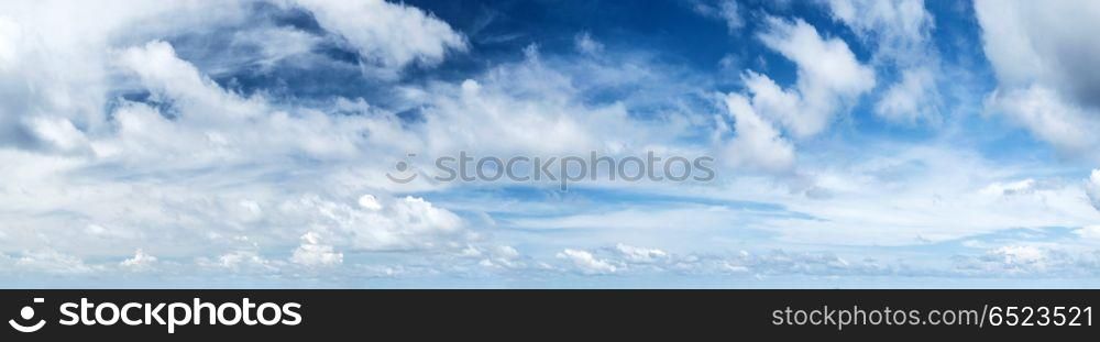 Summer sky background. Summer background. Cloudy sky panorama outdoor landscape. Summer sky background
