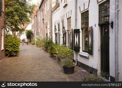 summer street in old medieval centre of dutch city Amersfoort