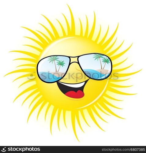 Summer Sun With Glasses Smiling Showing Heat 3d Illustration