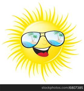 Summer Sun With Glasses Smiling Showing Heat 3d Illustration