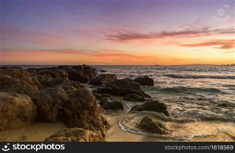 summer sunset in majorca beach, spain