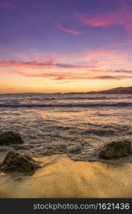 summer sunset in majorca beach, spain