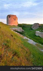 Summer sunset view of ancient Crimean fortress (near Sevastopol Town, Crimea, Ukraine)