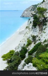 Summer top view of Egremni beach (Lefkada, Greece)