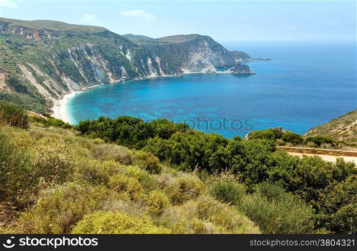 Summer top view of Petani Beach (Kefalonia, Greece)