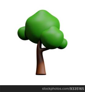 Summer tree  on white background llustration of tree cartoon low poly
