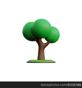 Summer tree  on white background llustration of tree cartoon low poly