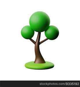Summer tree  on white background llustration of tree cartoon low poly