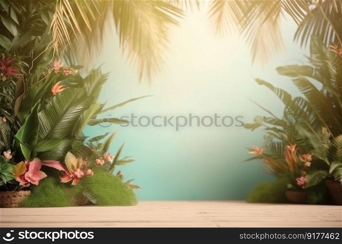 Summer tropical background. Illustration Generative AI
