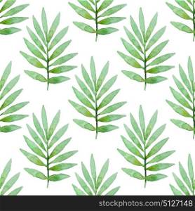 Summer tropical watercolor seamless pattern with green branch
