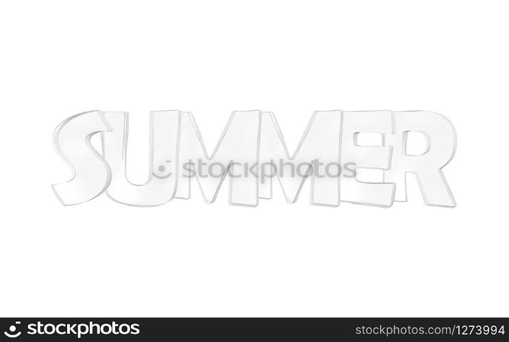 Summer typography 3d render isolated on white background