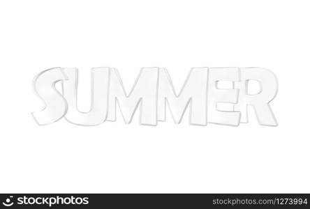 Summer typography 3d render isolated on white background