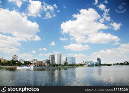 summer urban landscape with clouds
