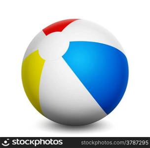 Summer vacation and holidays concept with a colorful beach ball isolated on white background 3d rendering.